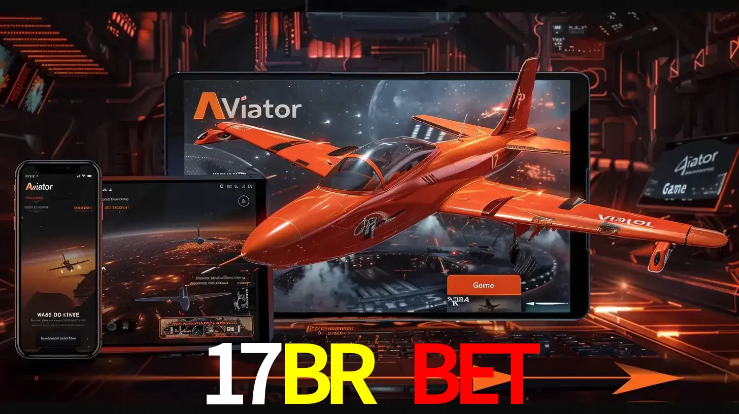 Apresentação tecnológica do jogo Aviator com um avião saindo da tela de um tablet, demonstrando a experiência imersiva em múltiplos dispositivos no 17BR BET.