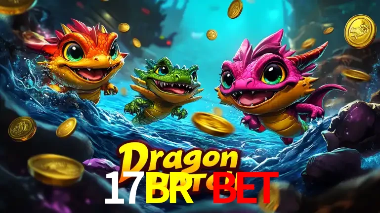 Arte promocional do jogo Dragon Hatch com três adoráveis dragões bebês nadando entre moedas de ouro, um dos slots mais divertidos para jogar no cassino 17BR BET.