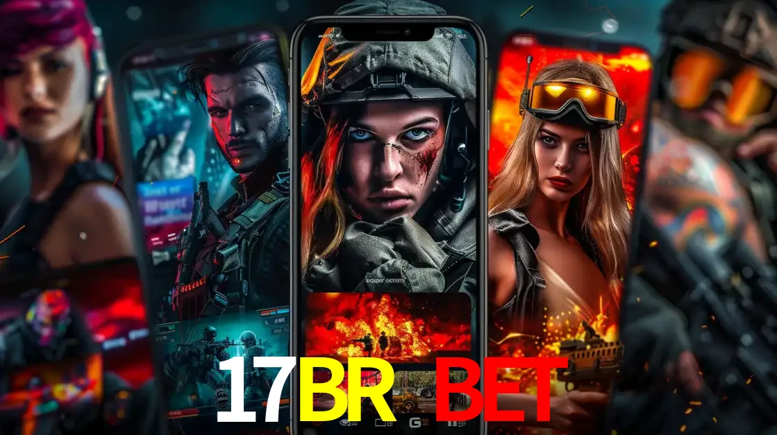Montagem de telas de celular mostrando diversos personagens, masculinos e femininos, de um jogo de tiro, ilustrando a diversidade de equipes de e-sports para apostar no 17BR BET.